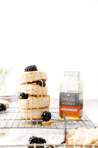 Buttermilk Biscuits + Blackberries with Creamed Vanilla Honey